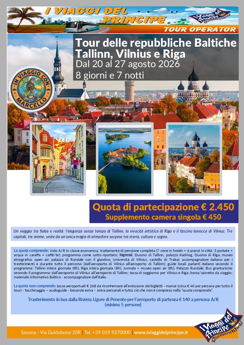 Tour delle Repubbliche Baltiche. Tallinn, Vilnius e Riga