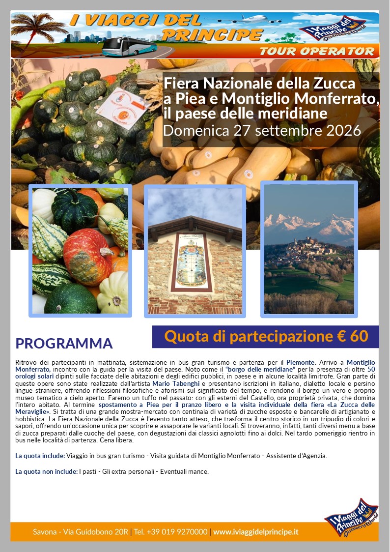 Fiera nazionale della Zucca a Piea e Montiglio Monferrato, il paese delle meridiane